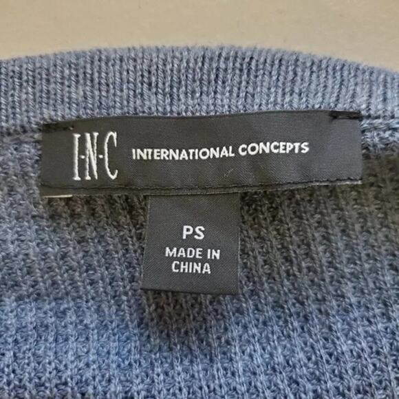 INC Waffle Knit Sweater Top Womans Size PS Blue Side-Zip Long Sleeve NEW - Picture 6 of 8
